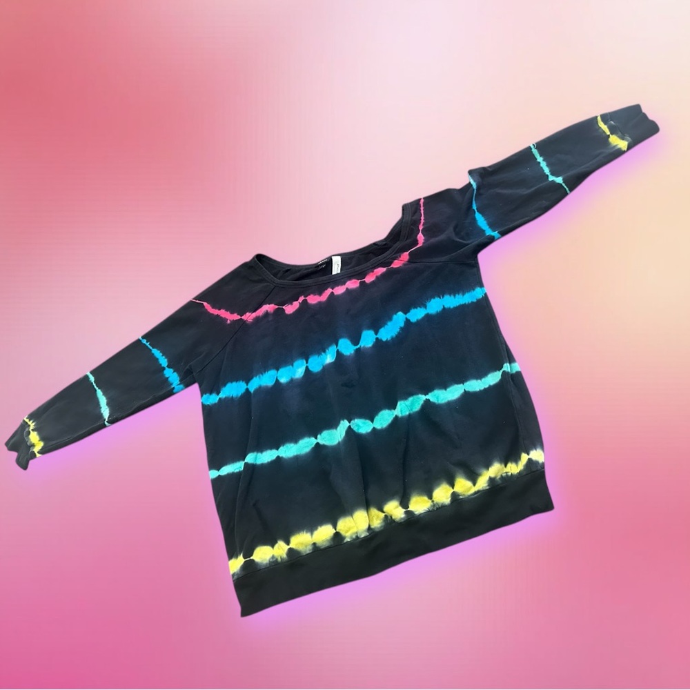Torrid Rainbow Tie Dye off the shoulder sweater